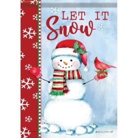 Snowman Flag with Red Cardinal - Let It Snow