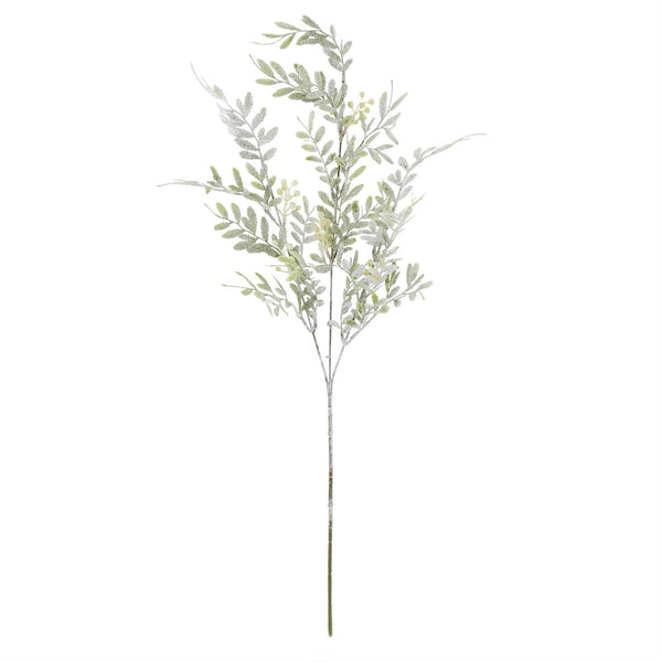 Snowy Feather Leaf and Berry Stem - 31 Inch