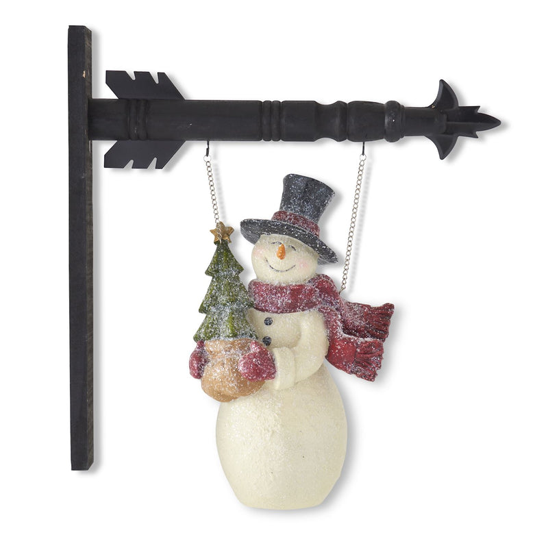 Resin Glittered Vintage Snowman Arrow - 13.5 inch
