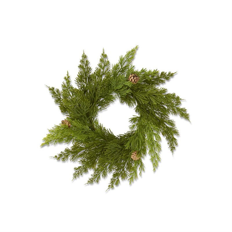 Cedar Pine Real Touch Candle Ring with Pinecones  - 13 Inch