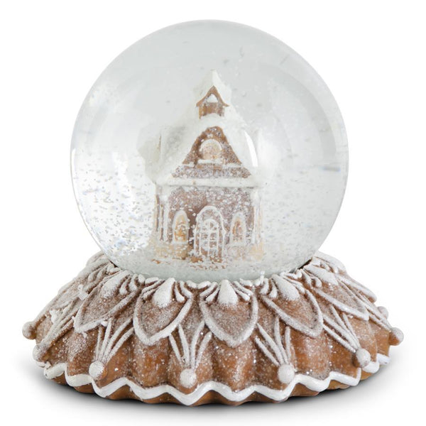 Brown Resin Glittered Gingerbread House SnowGlobe - 5inch