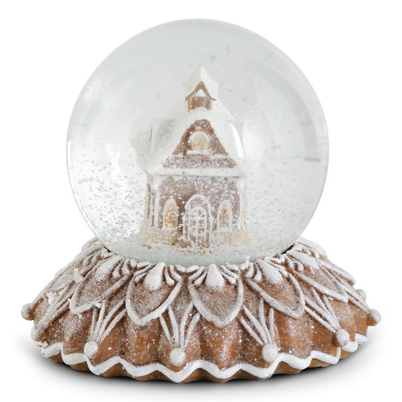 Brown Resin Glittered Gingerbread House SnowGlobe - 5inch