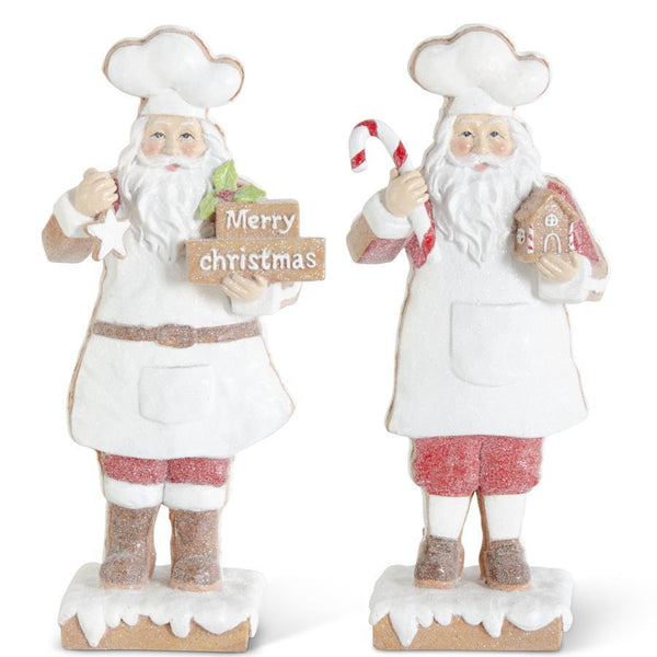 Sugared Chef Gingerbread Santa Holding a Star  - One Item Per Purchase