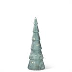 Sage Green Ribbed Glass LED Christmas Trees with Timers - Medium