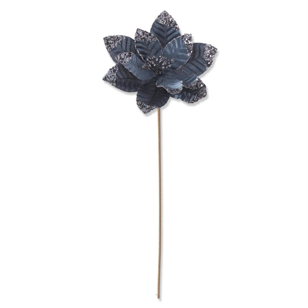 Glittered & Sequined Blue Velvet Poinsettia - 23inch
