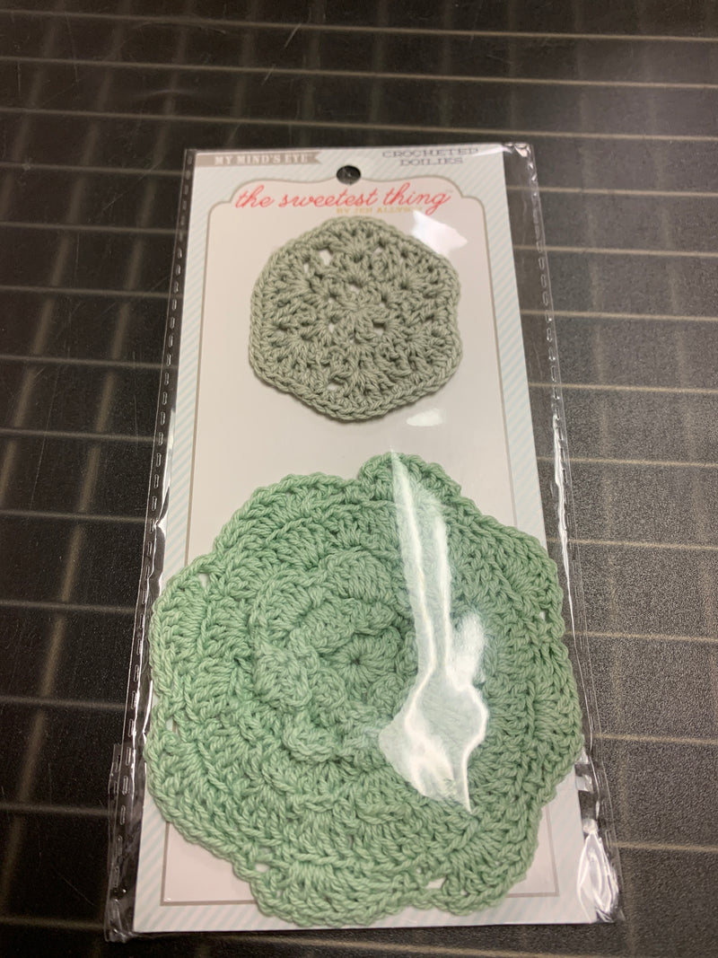 Crochet Doilies - Mint Green and Gray
