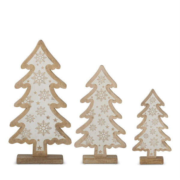 Wood Tree with Snowflake Center - Small