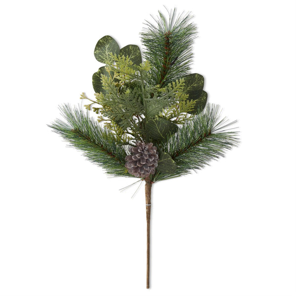 Pine and Green Leaf Mixed Stem with Large Pinecone - 18inch