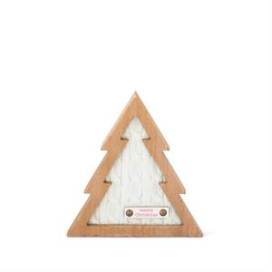 White Knit Center Wood Trees with Merry Christmas Tags - Small