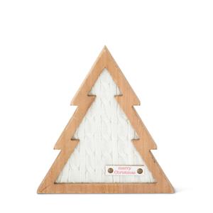 White Knit Center Wood Trees with Merry Christmas Tags - Medium