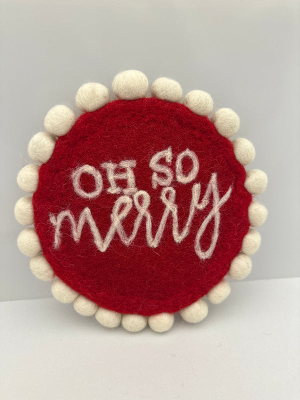 Oh So Merry Xmas Felted Wool Trivet