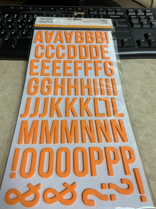 Orange Foam Alphabet and Number Stickers - Self Adhesive - 129 Count
