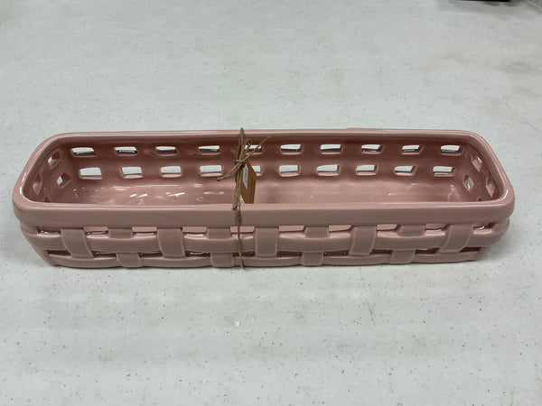 Pink Ceramic Woven Cracker Basket