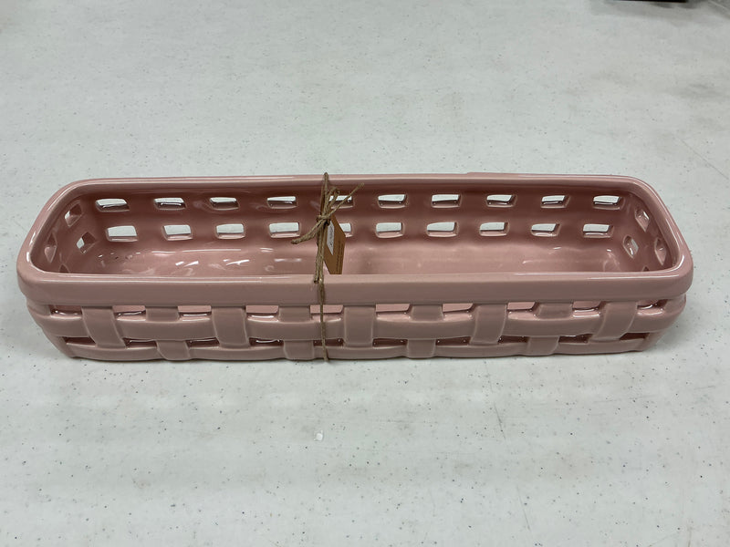 Pink Ceramic Woven Cracker Basket