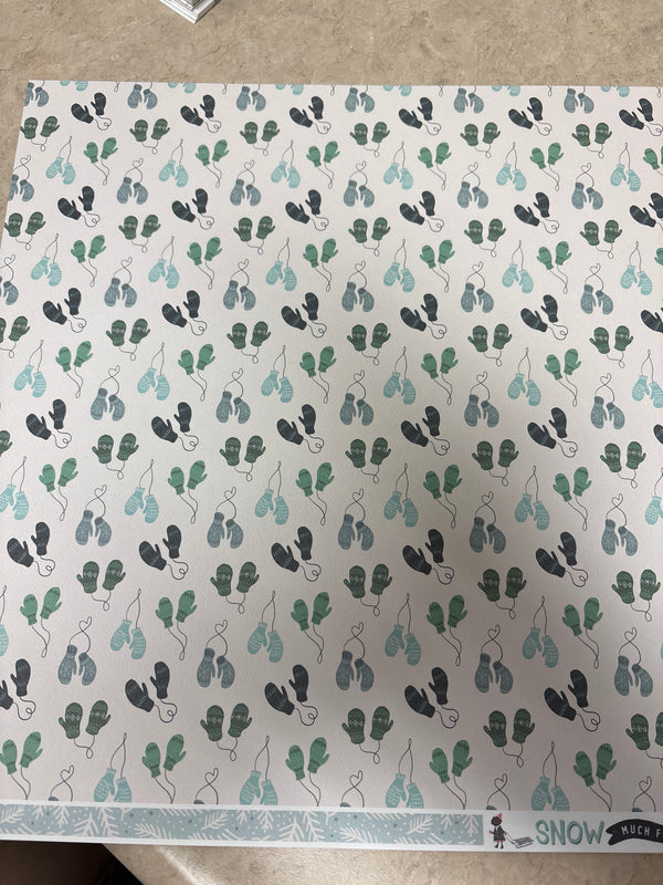Bundle Up - Snow Much Fun - 12 x 12 Scrapbook Paper
