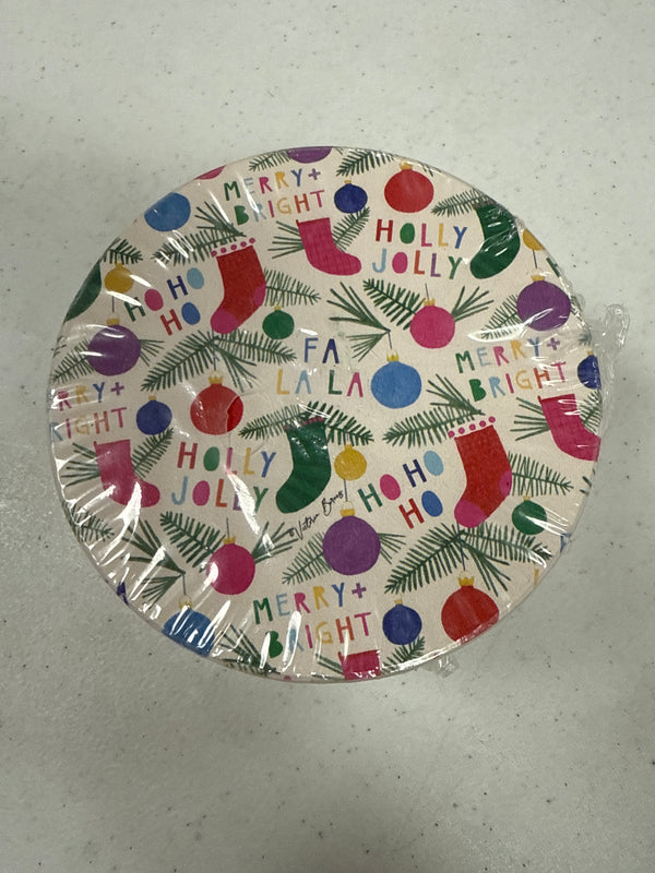 Colorful Christmas Round Single Tile Coaster Set of 6