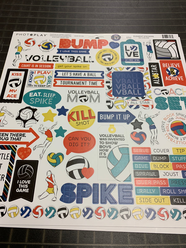 Volleyball Element Stickers - 12 x 12 Sticker Page