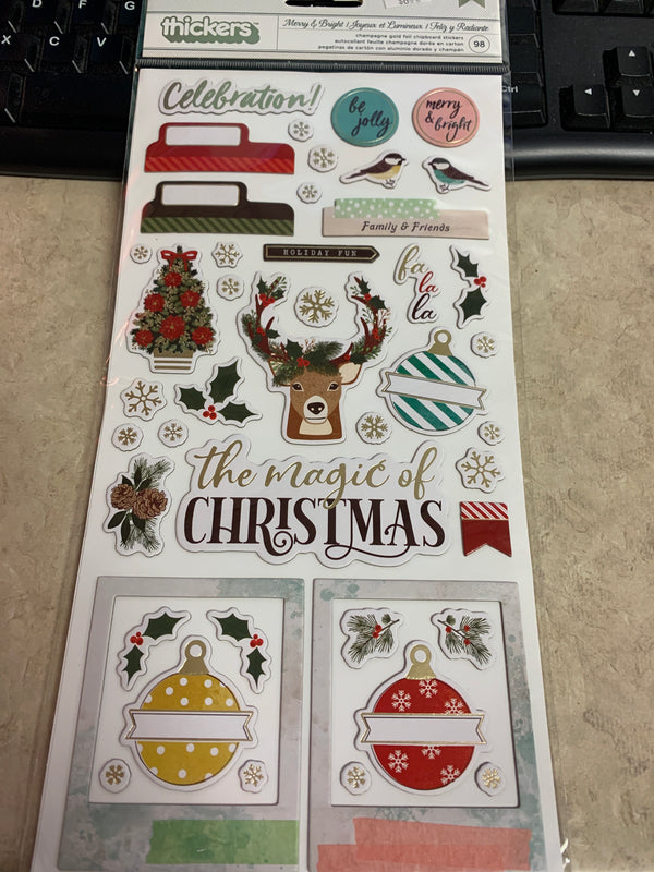 Merry & Bright Chipboard Stickers