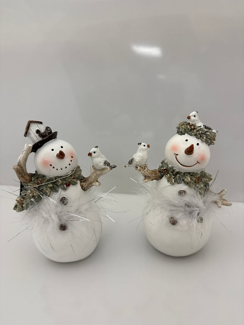 White Glittered Snowman - 7 inch