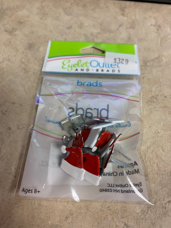 Santa Hat Brads - 12 Count