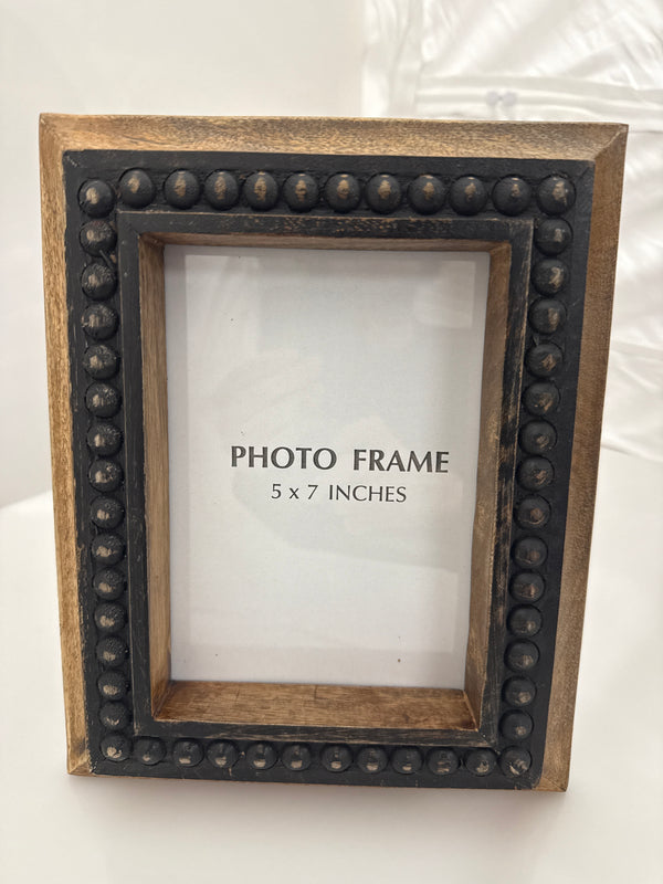 Black Rivet & Wood Photo Frame - 5x7