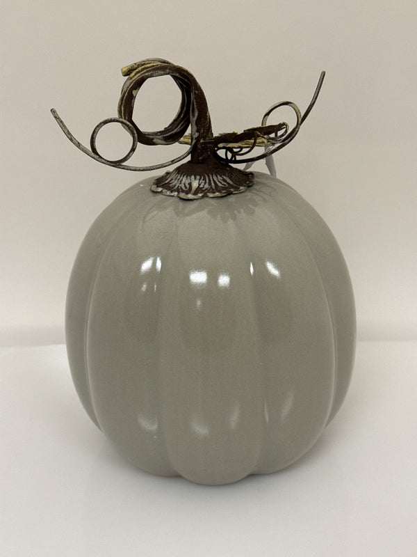 Gray Ceramic Pumpkins - Large