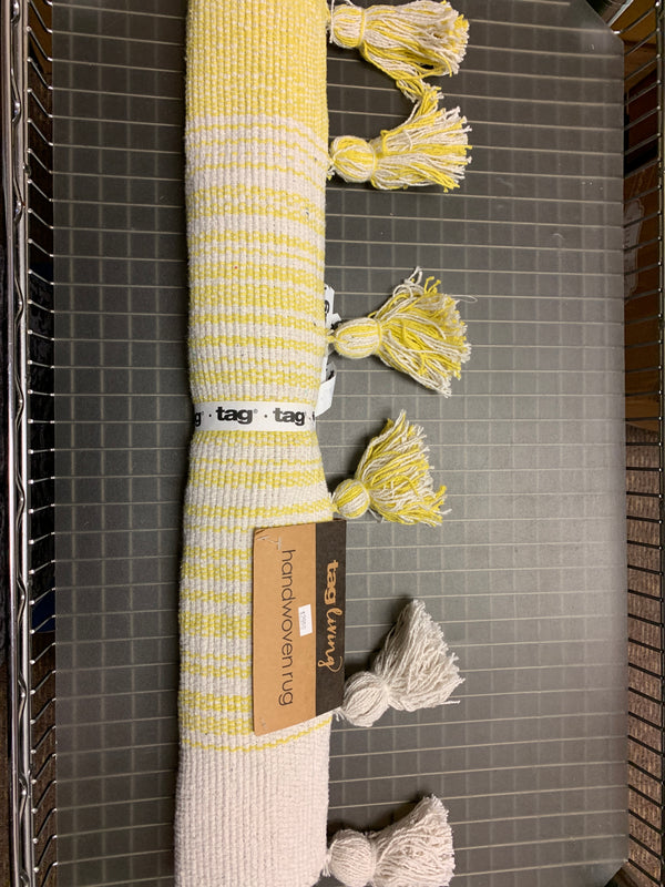 Tassel Plaid Rug - Yellow