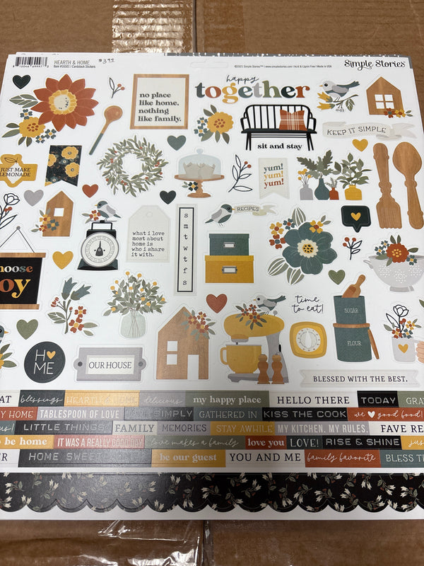Cardstock Stickers - Hearth and Home - 12 x 12 Sticker Page