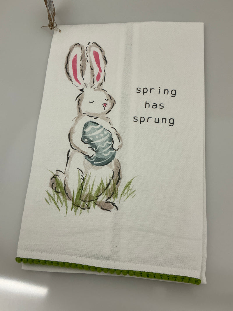 Spring Has Bunny Egg Tea Towel