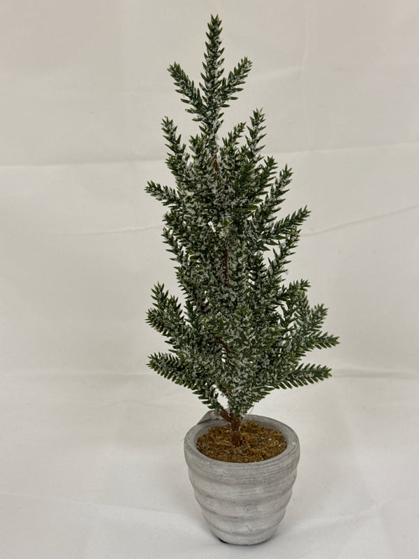 Snowy Pine Tree in Gray Pot - 12 Inches