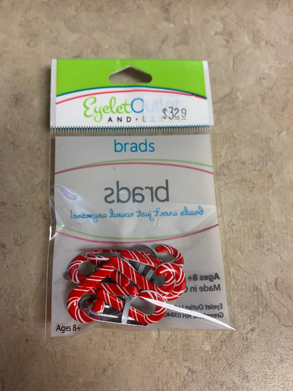 Candy Cane Brads - 12 Count
