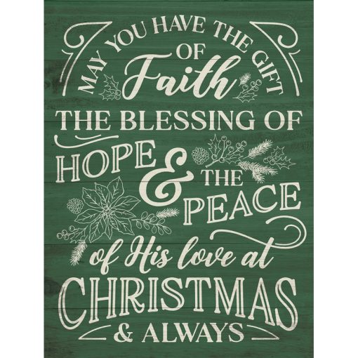 Faith,Hope, Peace Sign with Green Background  - Wall Decor