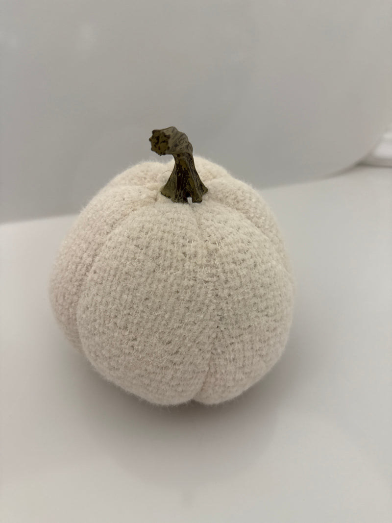 Fuzzy White Knit Gourd with Resin Stem - 5.5inch