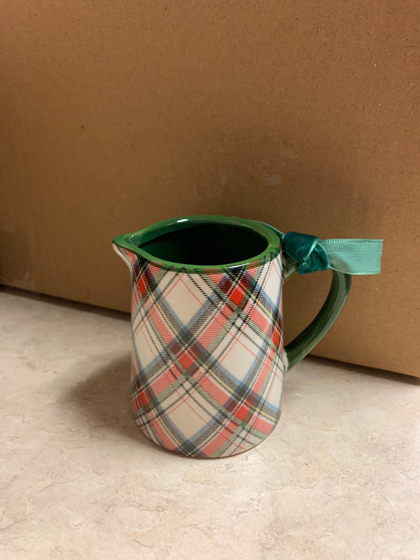 White Tartan Xmas Bud Vase