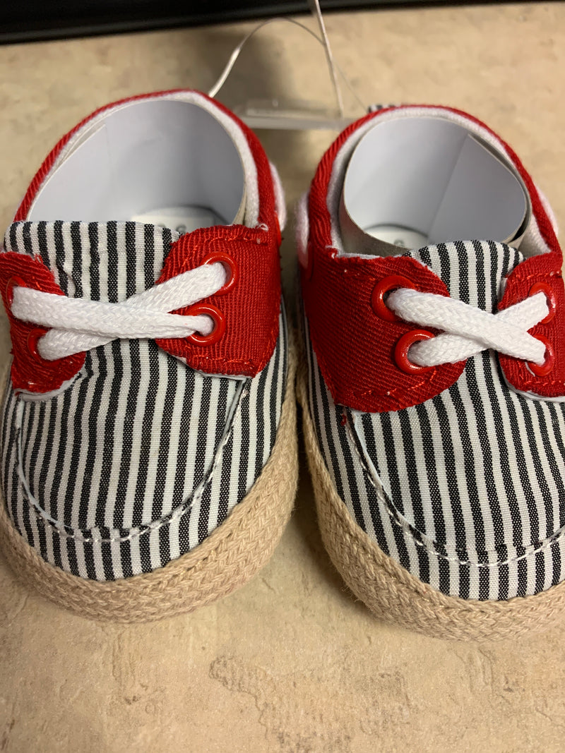 Red and White Stripe Shoes