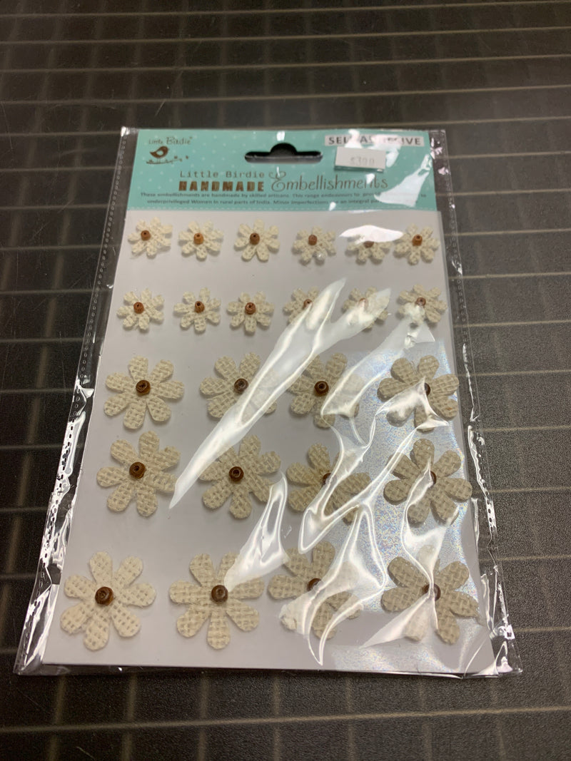 Cream Burlap Flowers - 24 Count