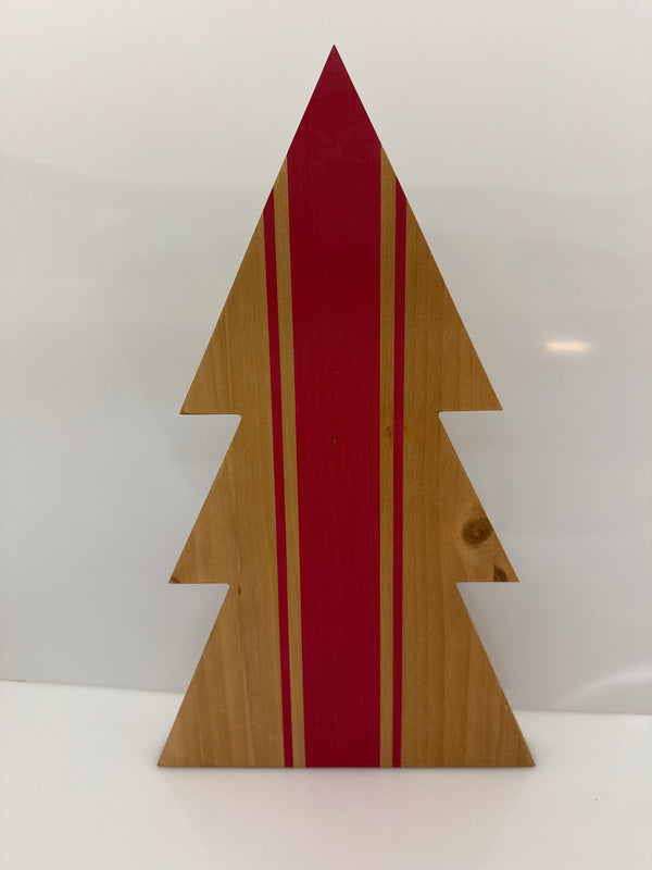 Large Natural Wood with Red Stripes Tree Cutouts