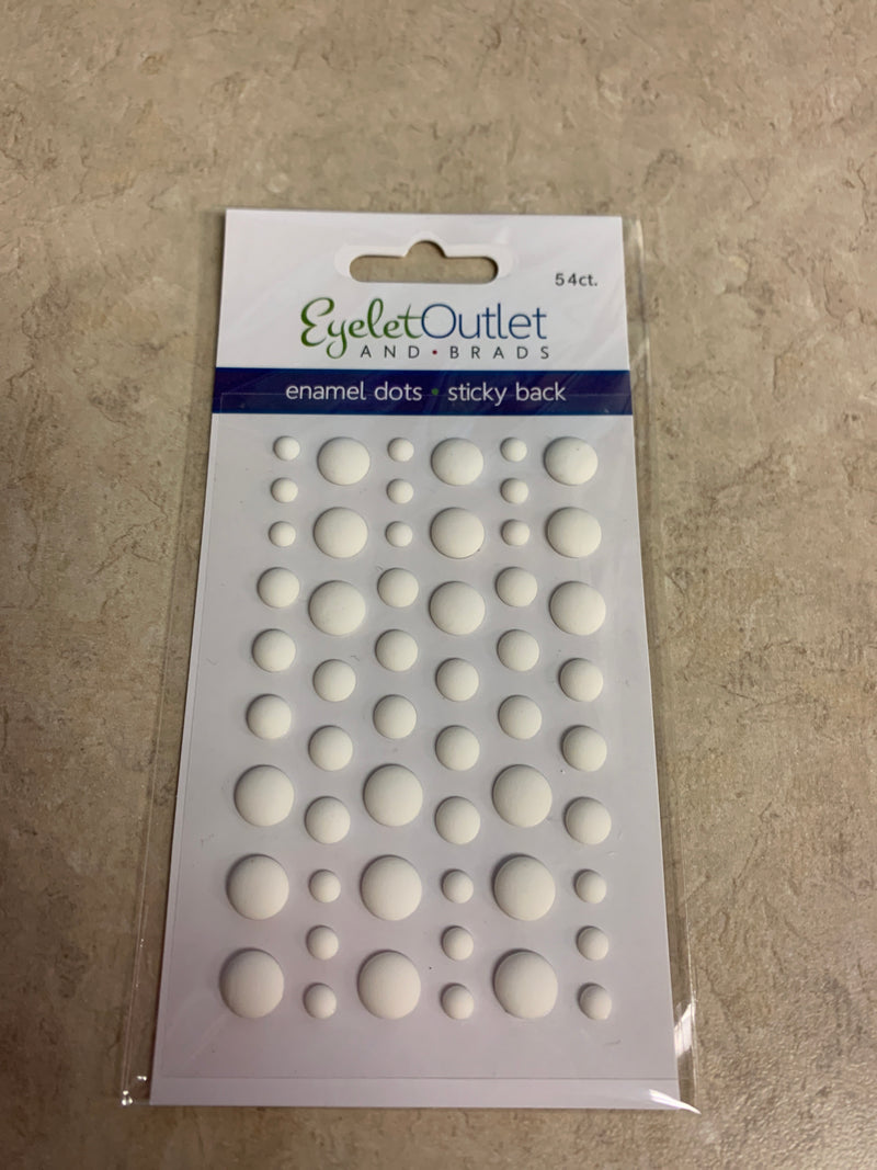 White Enamel Dots - Self Adhesive - 54 Count