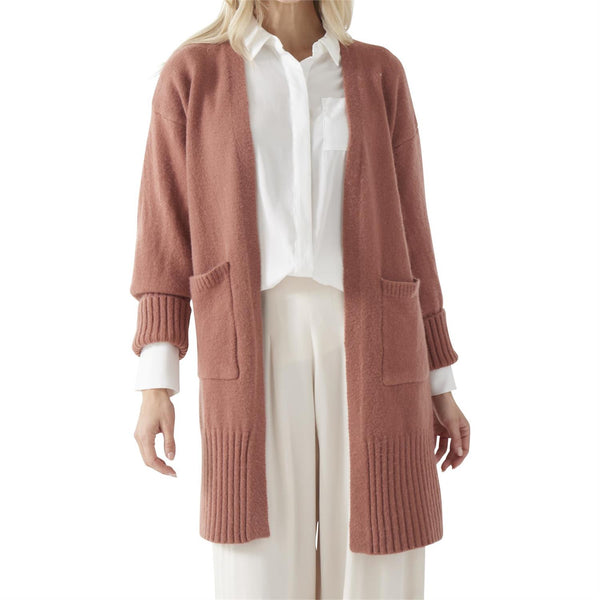 Rose Rust Cuffed Cardigan Sweater