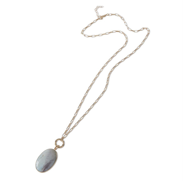 Oval Marbled Amazon Pendant Necklace