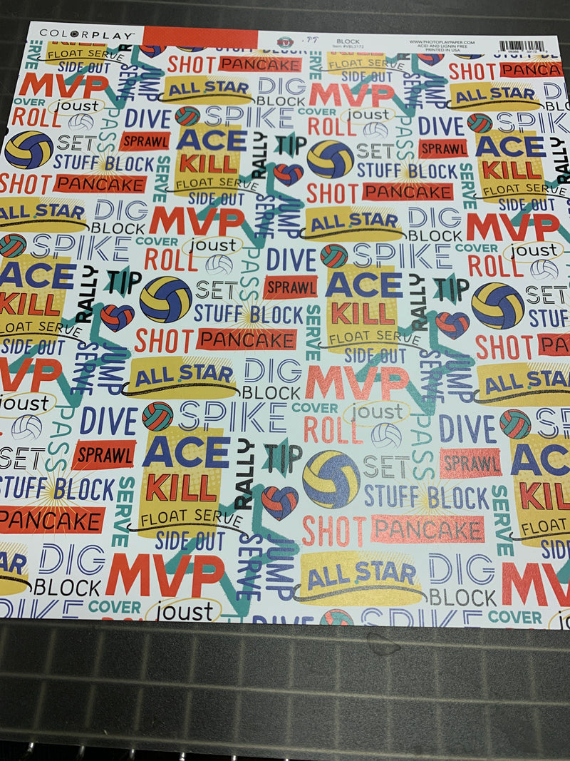 Block - Volleyball - 12 x 12 Scrapbook Paper