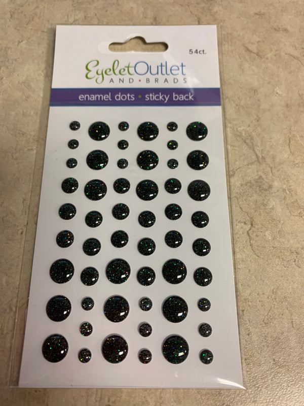 Black Enamel Dots - Self Adhesive - 54 Count