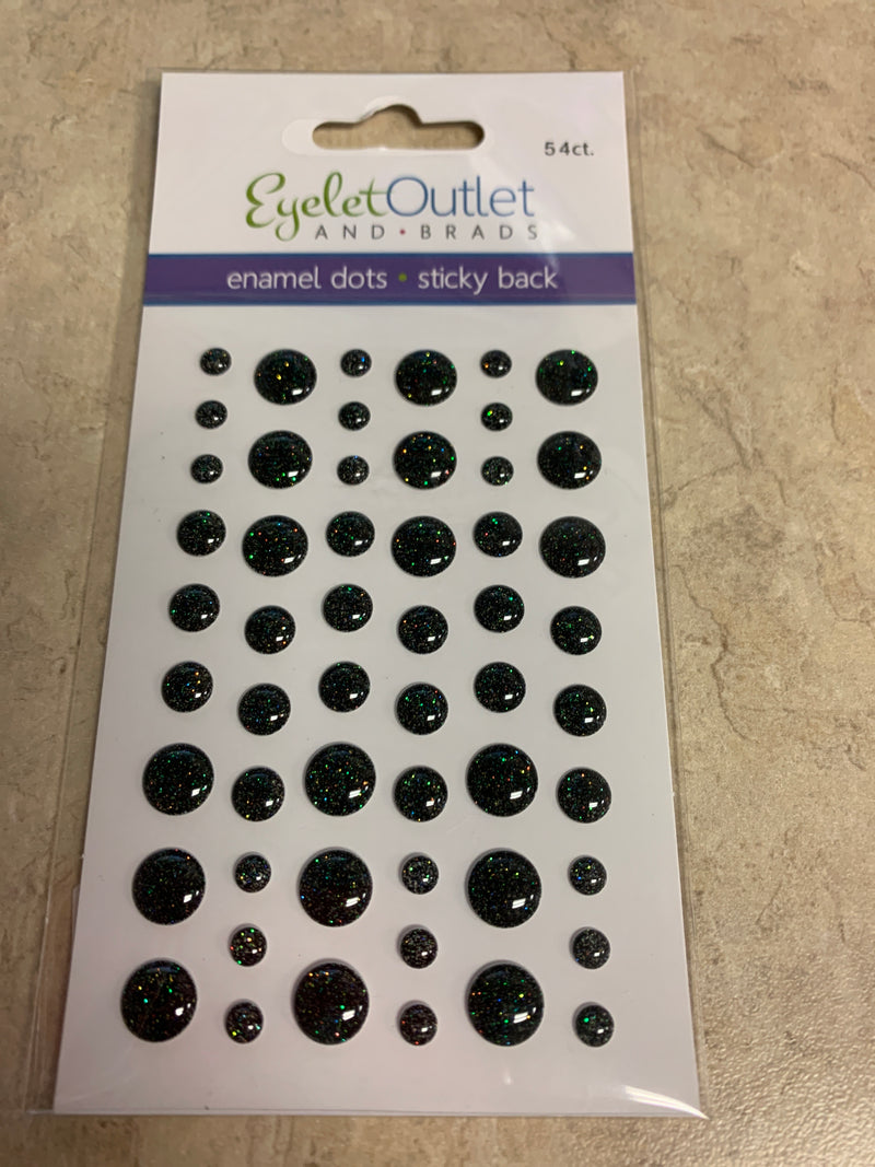 Black Enamel Dots - Self Adhesive - 54 Count