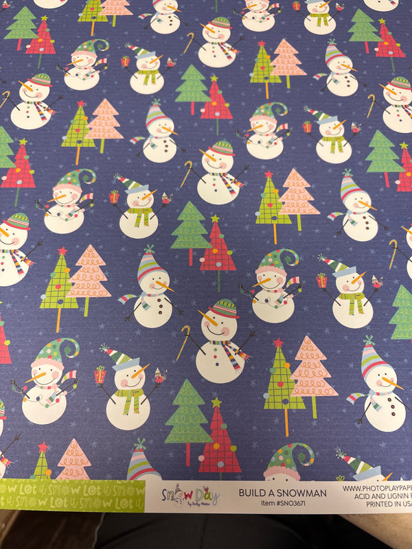 Build A Snowman - Snow Day - 12 x 12 Scrapbook Paper