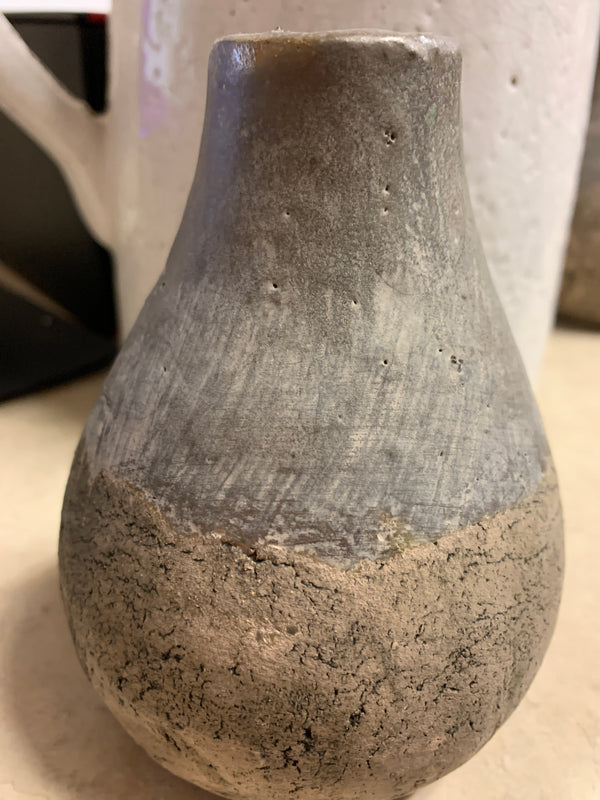 Ceramic Pot with Gray Glazed Top - 4.875Inch