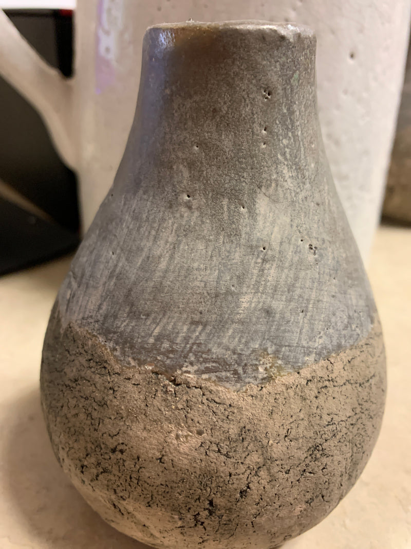 Ceramic Pot with Gray Glazed Top - 4.875Inch