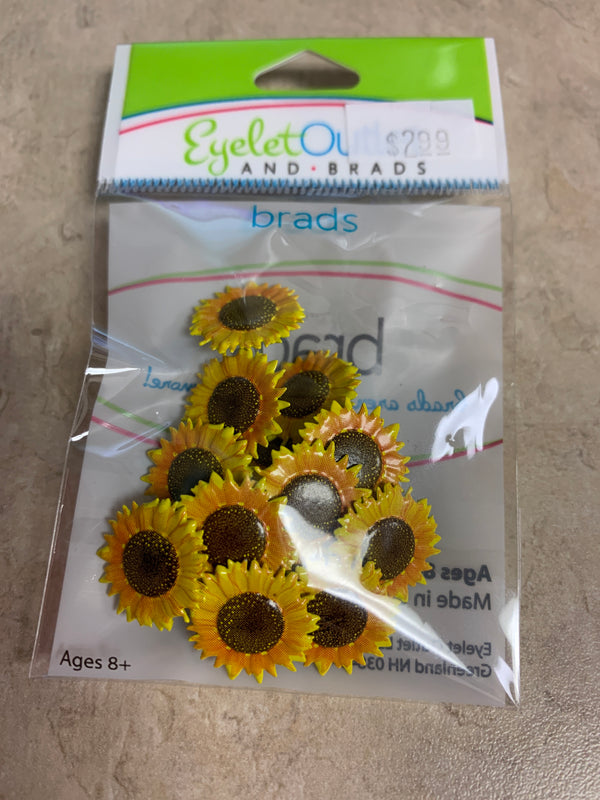 Sunflower Brads - 12 count