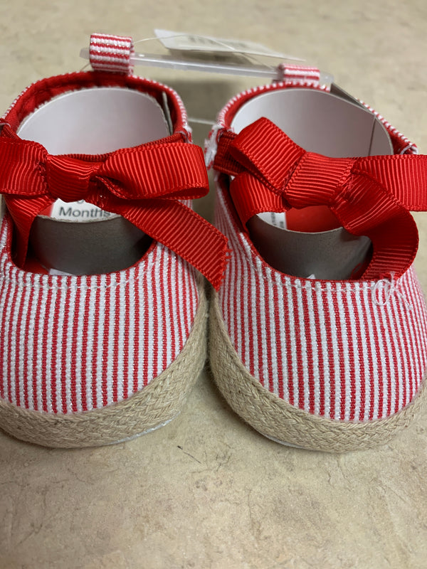 Red Stripe Girls Shoes - 6 - 12 month