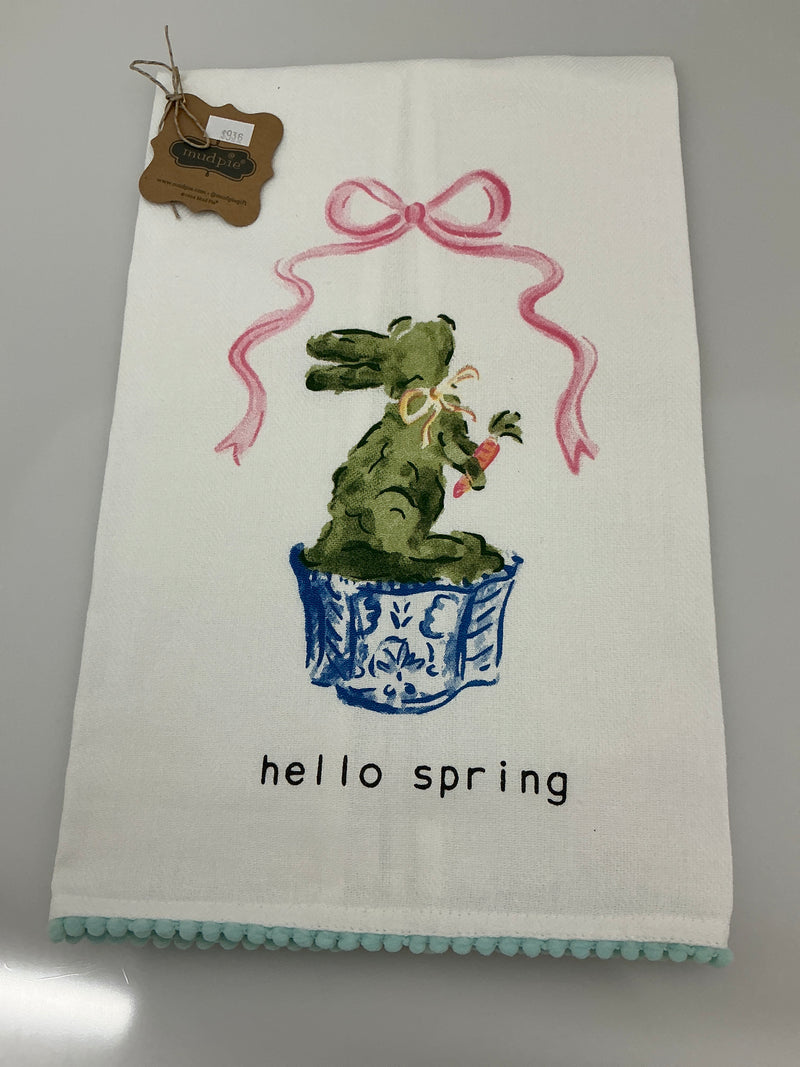 Hello Spring Topiary Tea Towel