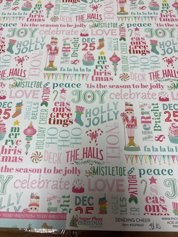 Sending Cheer - Sugar Plum Christmas - 12 x 12 Scrapbook Paper